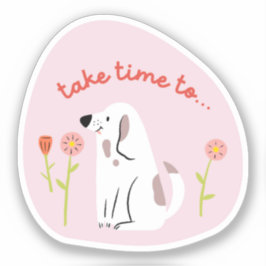 "Take Time" schattige hond geïllustreerd bleke roz Sticker