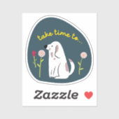 "Take Time" schattige hond geïllustreerd marine ge Sticker (Vel)