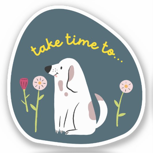 "Take Time" schattige hond geïllustreerd marine ge Sticker (Voorkant)