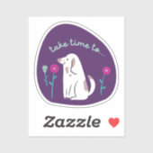 "Take Time" schattige hond geïllustreerd paarse tu Sticker (Vel)