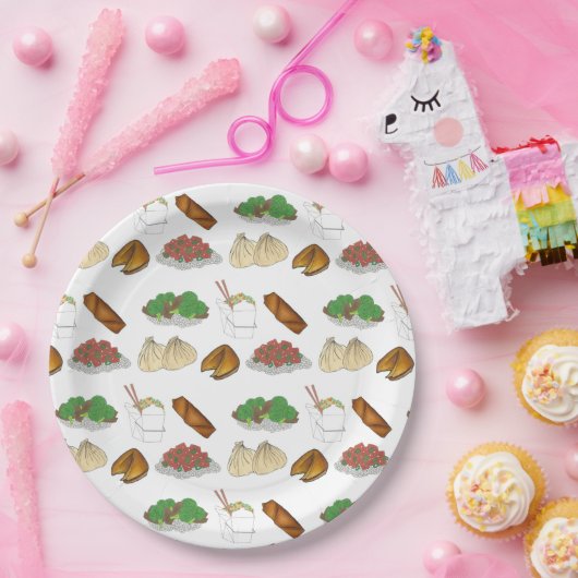 Takeaway Chinese Restaurant Takeout Food Cuisine Papieren Bordje (Feest)