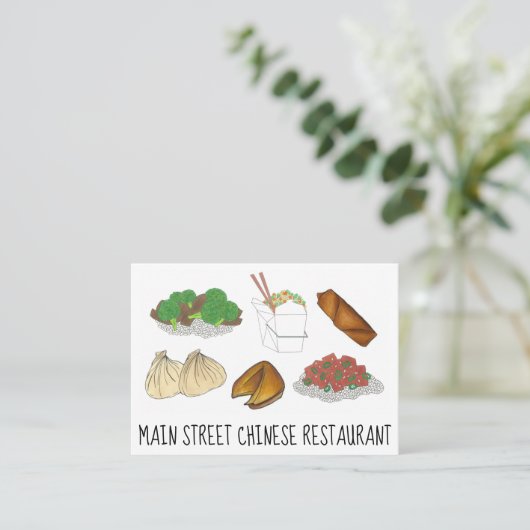 Takeaway Chinese Restaurant Takeout Food Cuisine Visitekaartje (Staand voorkant)