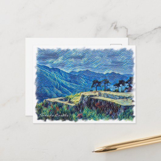 Takeda Castle ポストカード Briefkaart (Voorkant / Achterkant in situ)