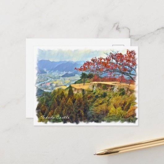 Takeda Castle ポストカード Briefkaart (Voorkant / Achterkant in situ)