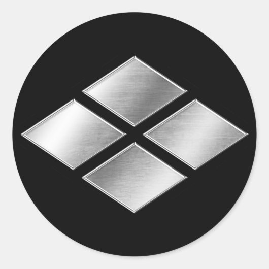 Takeda Clan Kamon Silver Chrome Ronde Sticker (Voorkant)