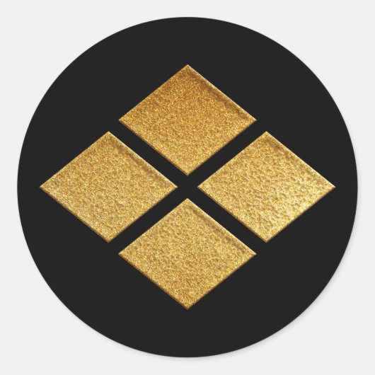 Takeda Kamon Takeda Bishi in Gold Ronde Sticker (Voorkant)