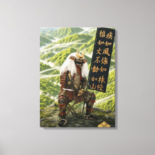 Takeda Shingen Samurai Harnas Groene Bergen 18x24 Canvas Afdruk