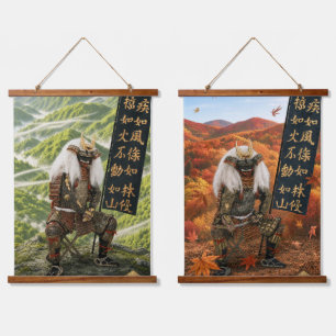 Takeda Shingen Samurai Pantser Vier Seizoenen Twee Hangend Wandkleed