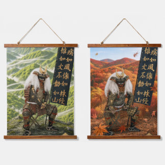 Takeda Shingen Samurai Pantser Vier Seizoenen Twee Hangend Wandkleed