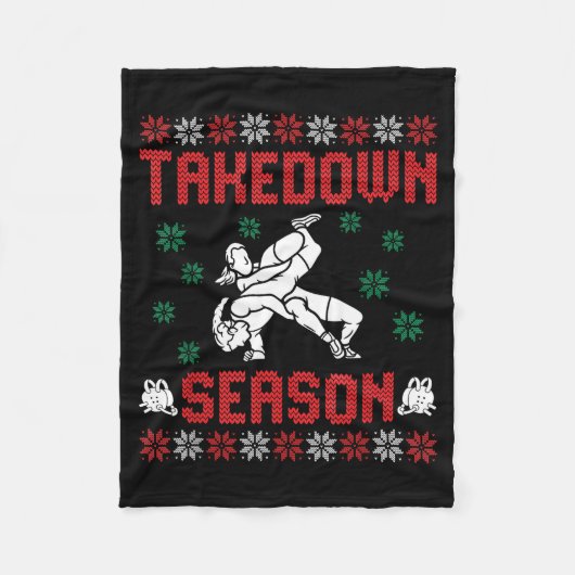 Takedown Season Girls Wrestling Ugly Sweater Chris Fleece Deken (Voorkant)