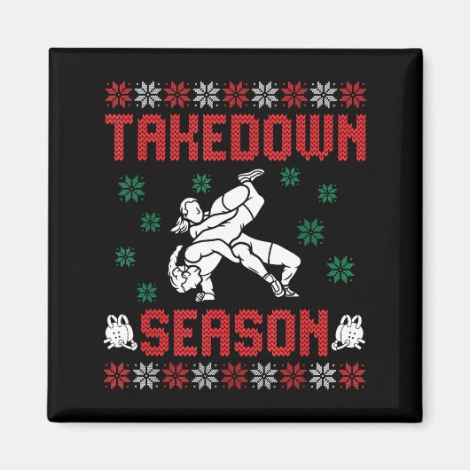 Takedown Season Girls Wrestling Ugly Sweater Chris Magneet (Voorkant)