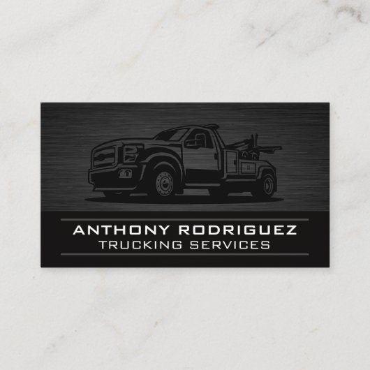 Takelwagen | Zwarte metalen achtergrond Visitekaartje (Voorkant)