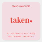 Taken Heart Minimalist Romantic Vierkante Sticker (Voorkant)