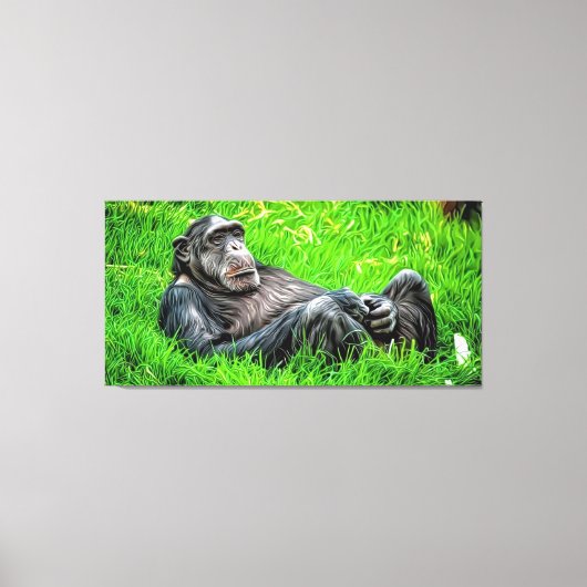 Take'n It Easy Cool Chimp Unieke Elegante Fotokuns Canvas Afdruk (Voorkant)