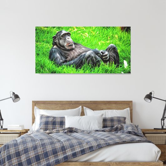 Take'n It Easy Cool Chimp Unieke Elegante Fotokuns Canvas Afdruk (Insitu (Slaapkamer))