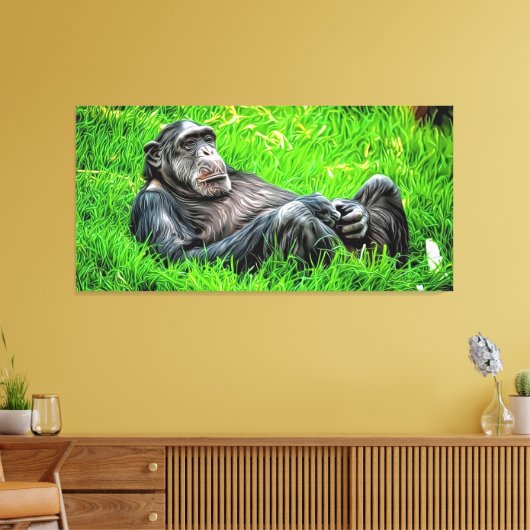 Take'n It Easy Cool Chimp Unieke Elegante Fotokuns Canvas Afdruk (Insitu (Woonkamer))