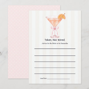 Taken Not Stirred Martini Bachelorette Advieskaart