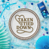 Taken & Tied Down Country Westerne Bachelorette Papieren Bordje (Feest)