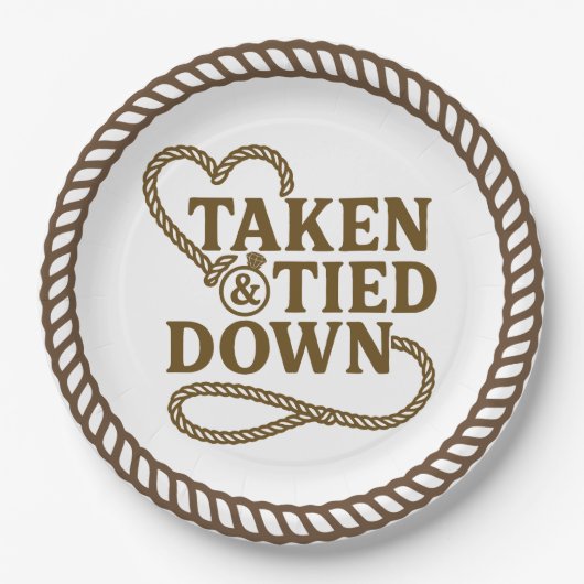 Taken & Tied Down Country Westerne Bachelorette Papieren Bordje (Voorkant)