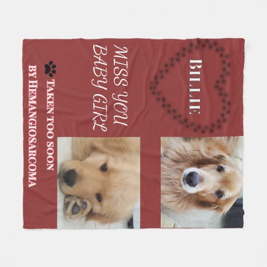 Taken Too Soon - Hemangiosarcoma Tribute Fleece Deken (Voorkant (Horizontaal))