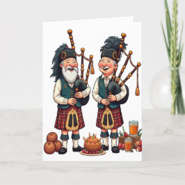 Taken van de doedelzakspeler voor de Haggis-optoch Feestdagen Kaart