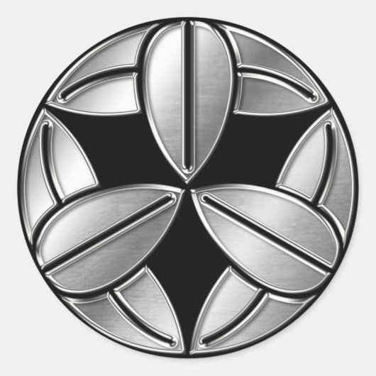 Takenaka Clan Kamon Silver Chrome Ronde Sticker (Voorkant)