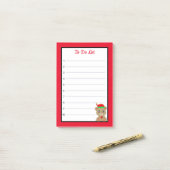 Takenlijst Cute Beer Elf op rood en wit geruit Post-it® Notes (Op bureau)