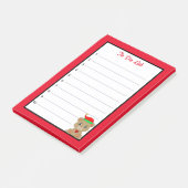 Takenlijst Cute Beer Elf op rood en wit geruit Post-it® Notes (Schuin)