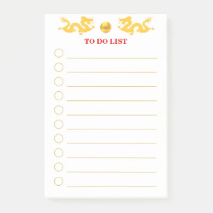 Takenlijst  gouden draken op wit post-it® notes