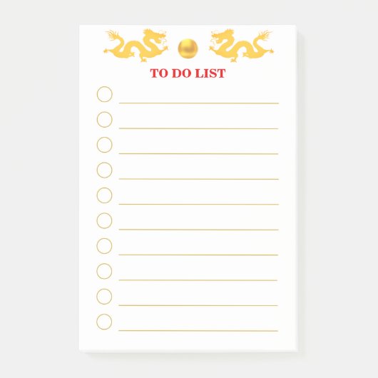 Takenlijst  gouden draken op wit post-it® notes (Voorkant)
