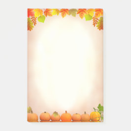 Takenlijst, herfstbladeren en pompoenen op rol post-it® notes