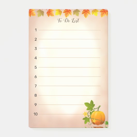 Takenlijst, herfstbladeren & pompoen op rol post-it® notes (Voorkant)