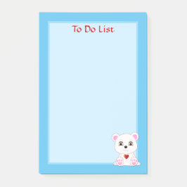 Takenlijst ijsbeer op lichtblauw post-it® notes