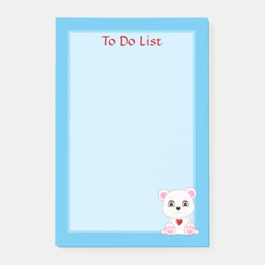 Takenlijst ijsbeer op lichtblauw post-it® notes (Voorkant)