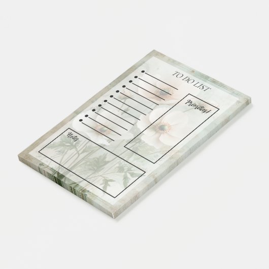 Takenlijst met lichtroze en witte bloemen post-it® notes (Schuin)