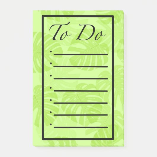 Takenlijst met Monstera Bladeren Post-it® Notes (Voorkant)