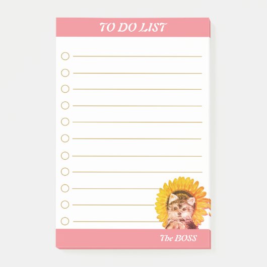 Takenlijst & Mooie Hond met Zonnebloem Post-it® Notes (Voorkant)