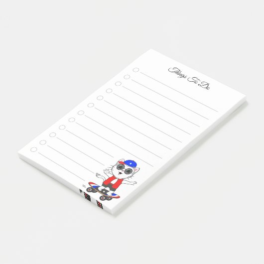 Takenlijst & Mooie Skaterkat Post-it® Notes (Schuin)