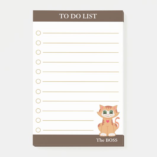 Takenlijst & Mooie Tabbykat Post-it® Notes (Voorkant)