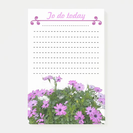 Takenlijst - paarse bloemen post-it® notes (Voorkant)