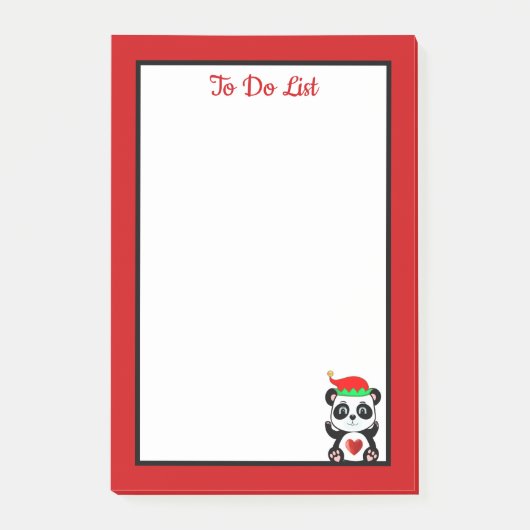 Takenlijst Panda Beer Elf op Rood & Wit Post-it® Notes (Voorkant)