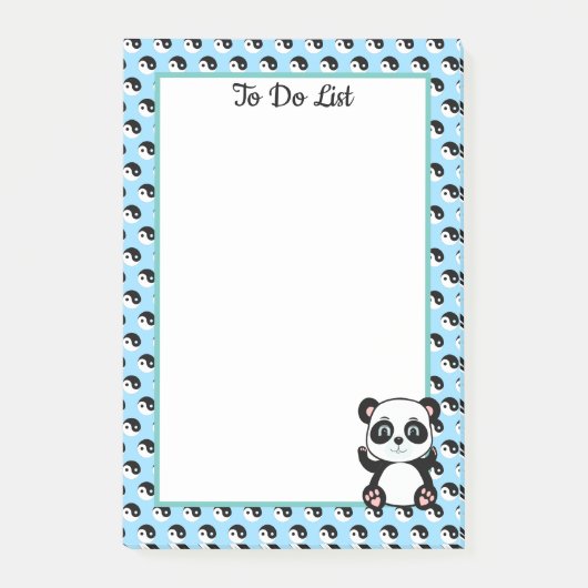 Takenlijst Panda Beer & Yin Yang Patroon Post-it® Notes (Voorkant)