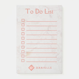Takenlijst Roze Goud Marmer Meisjesachtig Roze Mon Post-it® Notes