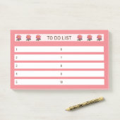Takenlijst Rozen op Roze & Wit Post-it® Notes (Op bureau)