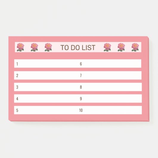 Takenlijst Rozen op Roze & Wit Post-it® Notes (Voorkant)