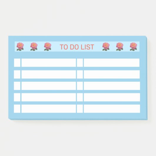 Takenlijst Rozen op Turquoise & Wit Post-it® Notes (Voorkant)