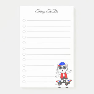 Takenlijst & Schattige Skater Kat Post-it® Notes