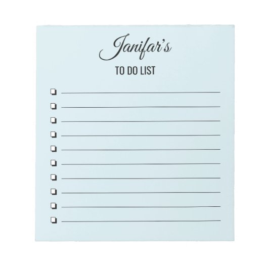 Takenlijst Script Blush Blauwe Notitieblok (Voorkant)
