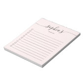 Takenlijst Script Blush Roze Notitieblok (Linkerzijde)