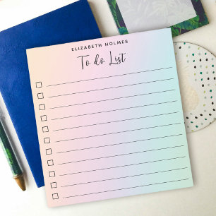 Takenlijst script Persoonlijke naam kleurrijk Notitieblok